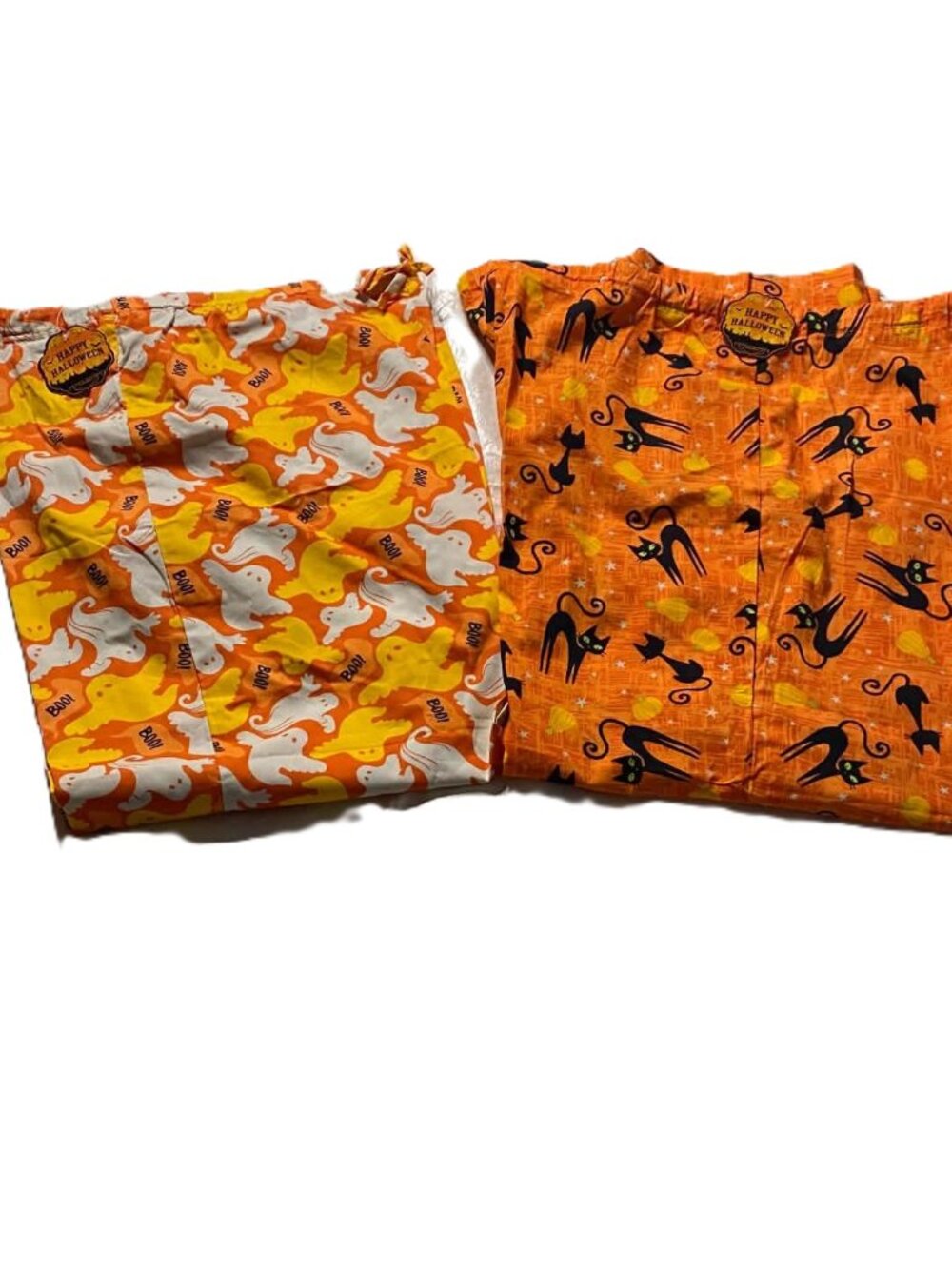 NWT Lot 2 Women's 2X Halloween Pajama Pants Organic Cotton Black Cats Ghosts